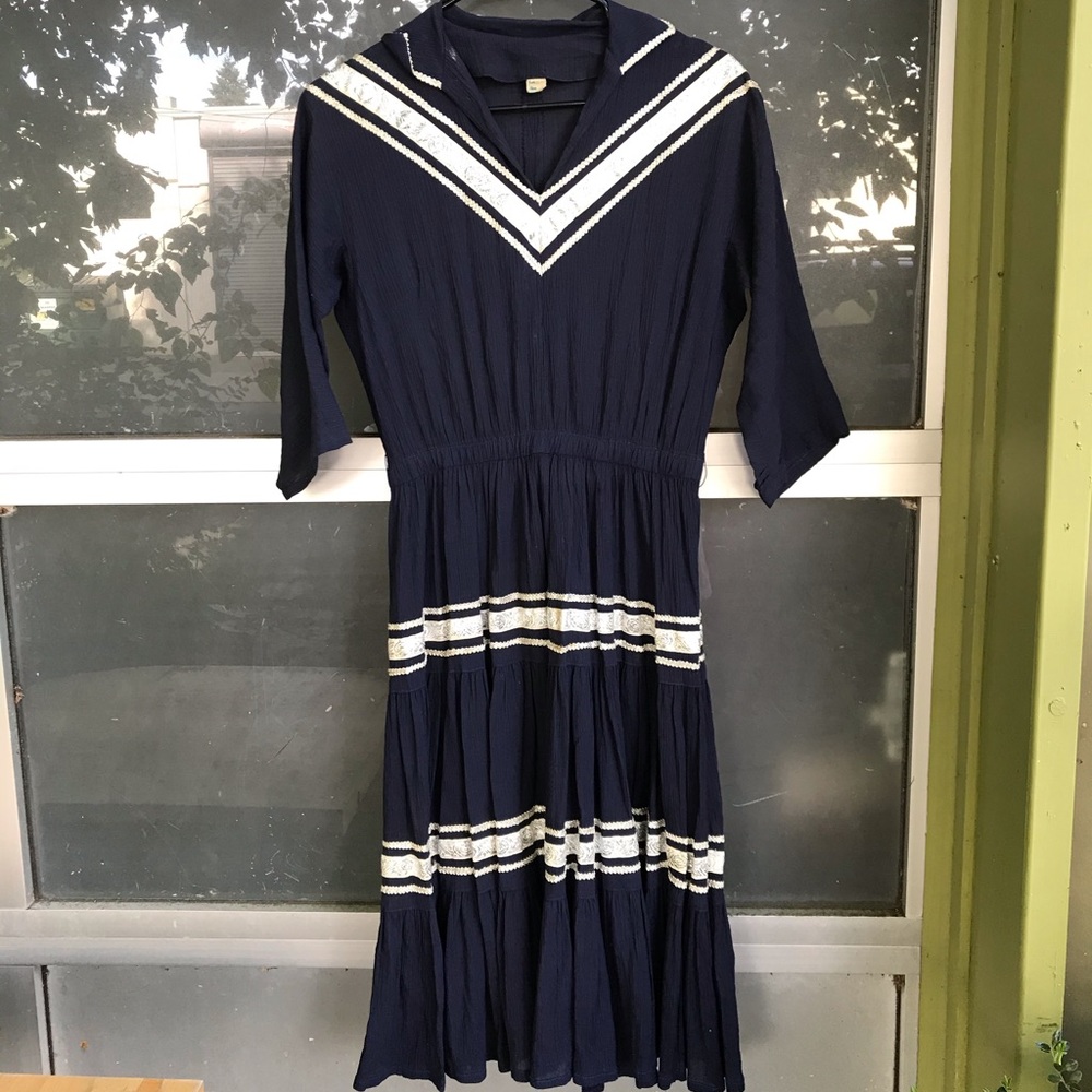 Vintage Midi Prairie Dress with Full Skirt